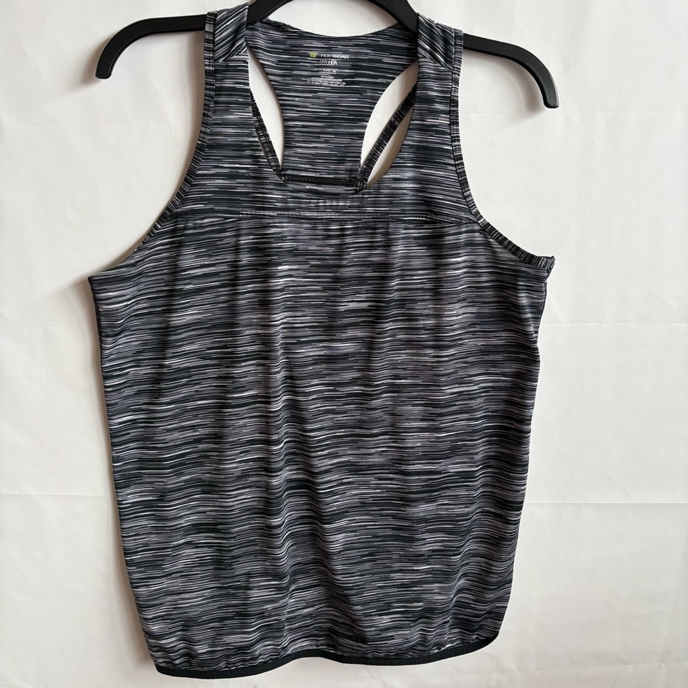 tek gear Black and Gray Space-Dye Racerback Tank. Size L. INV25/446